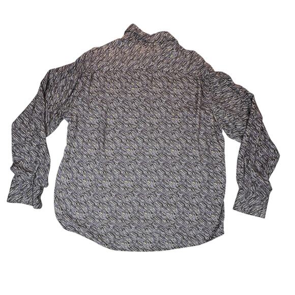 Claiborne Shirt Mens XL Blue Modern Fit Rayon Abstract Wave Pattern Long Sleeve - Picture 2 of 11